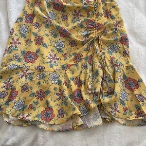 Floral High Low Skirt - Yellow